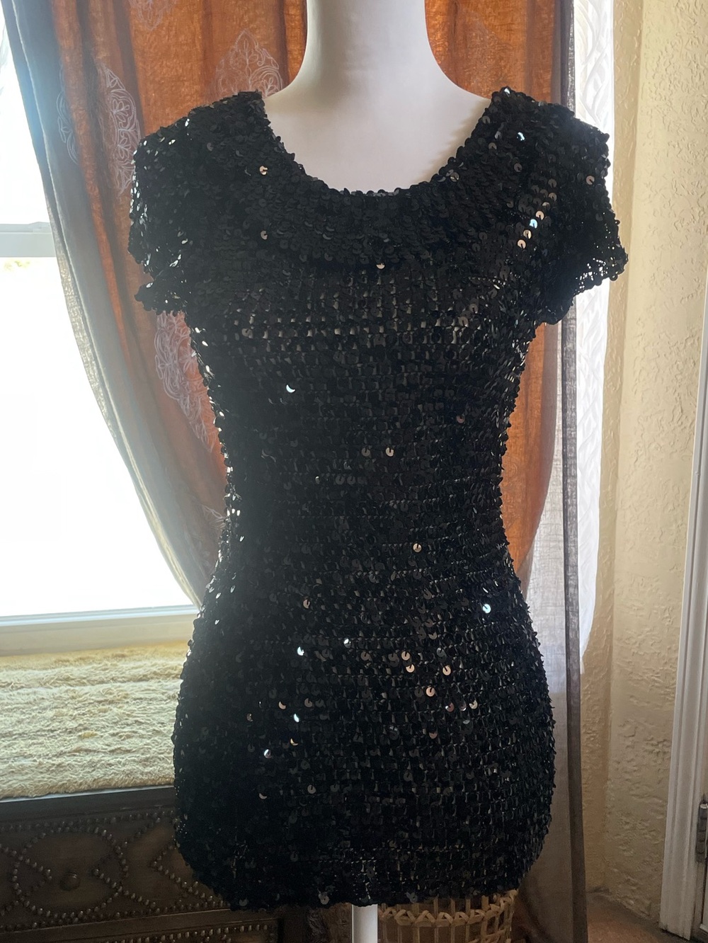 Vintage 90’s Gothic Linea Domani Black Sequin Mesh Top Women's  Gothic Whimsy Sm - Picture 4 of 8
